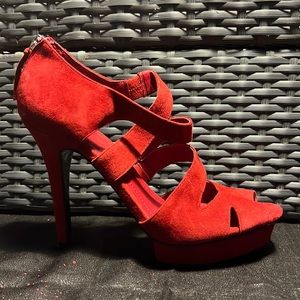 BCBG Red Suede Stilettos Size 7 1/2.